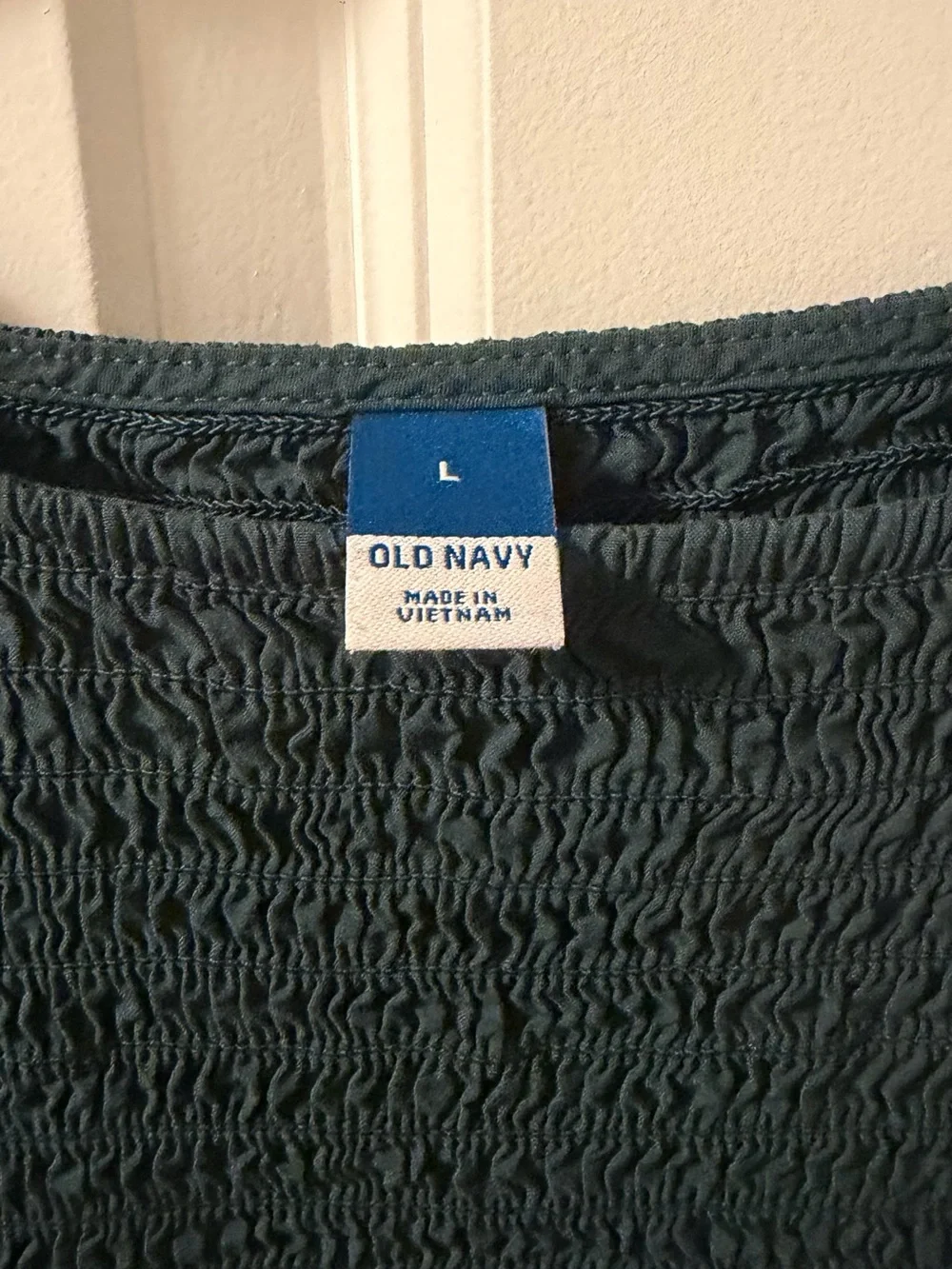 Old Navy Dark Green Smocked Peplum Short-Sleeve Top